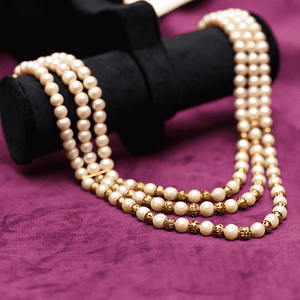 Three Layer Beaded Pearl Necklace