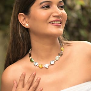 Multi Color Coin Pearl necklace
