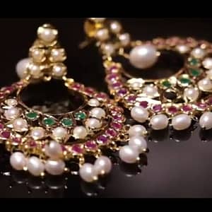 Multi -color pearl Chandbali - CherishBox
