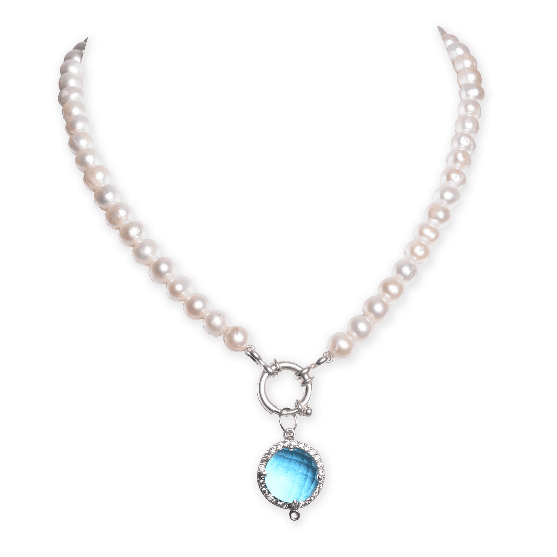 Pure Pearl Jewellery with Topaz Semi precious Gemstone