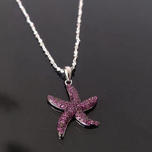 Shinning Star Pendant with Chain 925 Sterling Silver Hallmarked